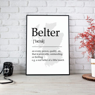 Belter Scottish UNFRAMED PRINT Fun Scots Scotland Slang Definition Room Wall Art