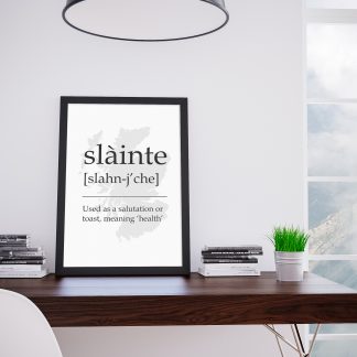 Slainte Scottish UNFRAMED PRINT Fun Scots Scotland Slang Definition Room Wall Art